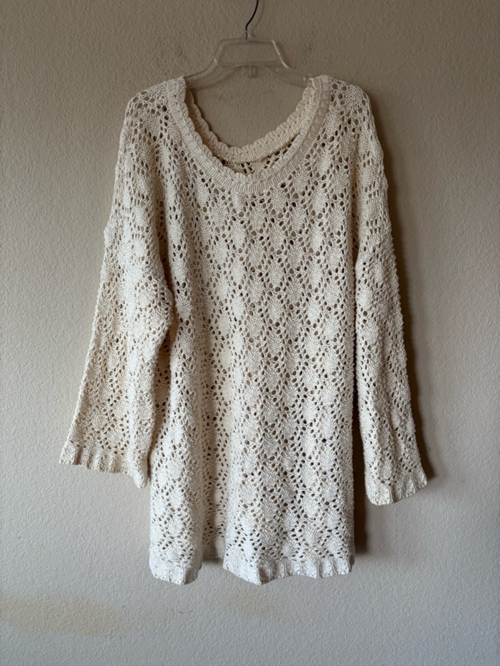 Vintage 100% Cotton Crochet Sweater One Size USA Boho Indie Artsy Art to Wear‎